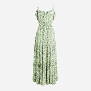 NWT J. Crew Tiered Maxi Dress in Tossed Floral Green White Sz M